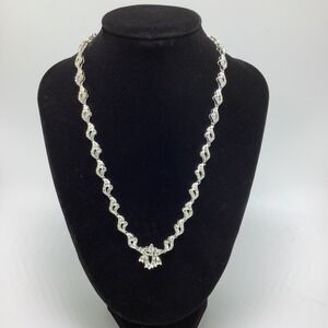 Napier Silver Toned w/ Clear Stones Necklace Adjustable
